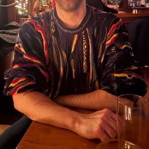 COOGI Men's Sweater with Vibrant Multicolor Design 3d Knit